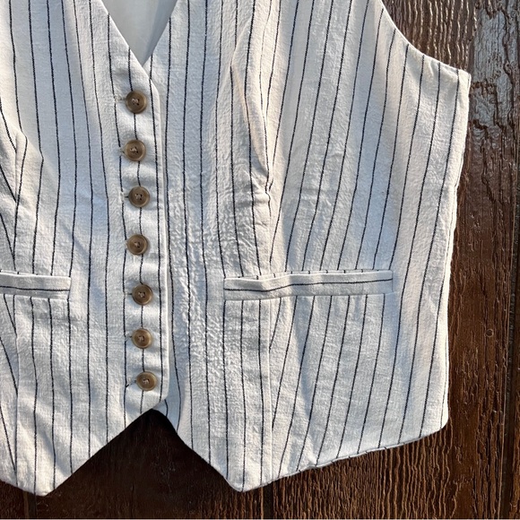 A New Day from Target Tailored Suit Vest in Cream w/ Black Stripe Size Large - Picture 6 of 10